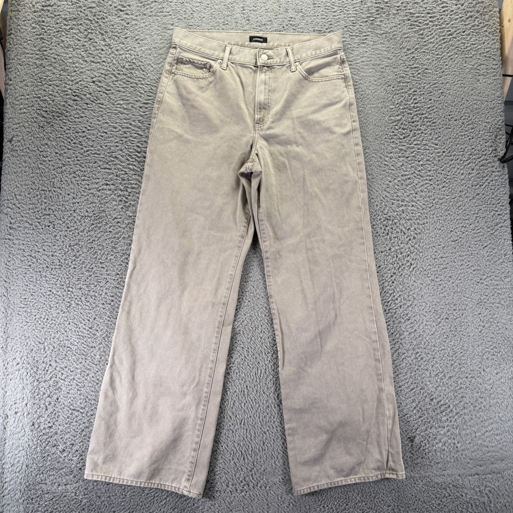 Express Conscious Edit Jeans Womens 10 Beige Cotton Denim Wide-Leg Streetwear